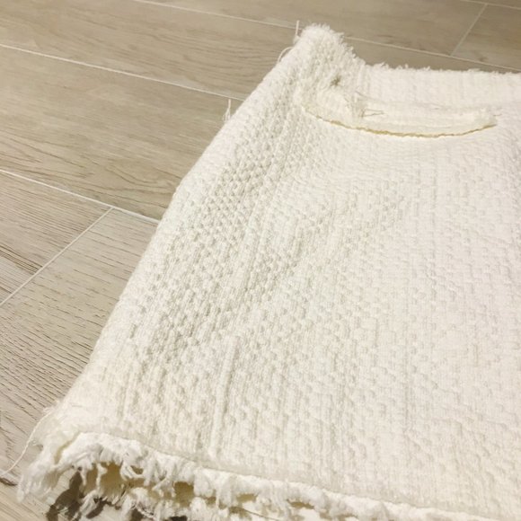 Zara White Tweed Mini Skirt - Picture 3 of 4